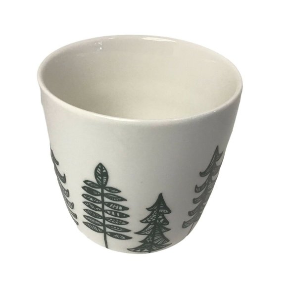 Starbucks Other - Starbucks Christmas Coffee Mug‎ White cup GreenTrees Gold Handle 3 1/2 X 4" 2015